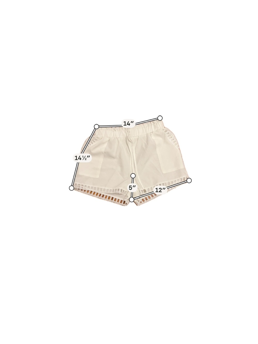 Women’s White Lace Trim Flowy Shorts Size XL Resort Coastal - Picture 4 of 6